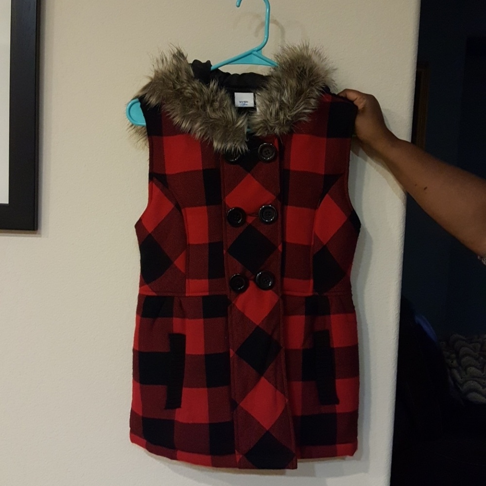 Plaid Sleeveless Jacket